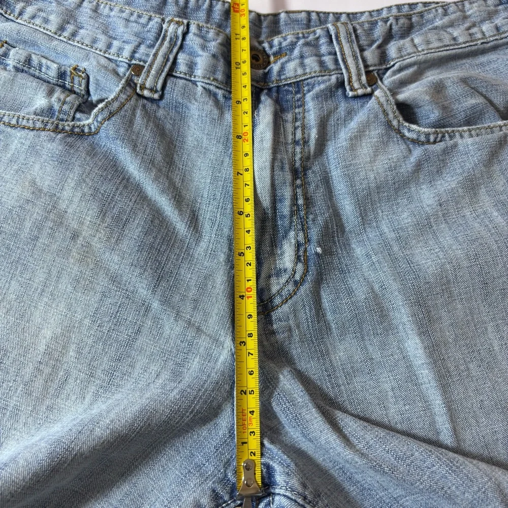 Flypaper Jeans Mens Light Wash Straight Leg Embroidered Skater Blue Size 32x34